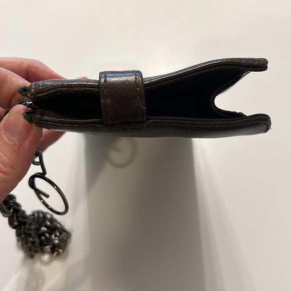 Kenneth Cole dark olive green leather wallet with key ring & chain strap EUC - Picture 4 of 12